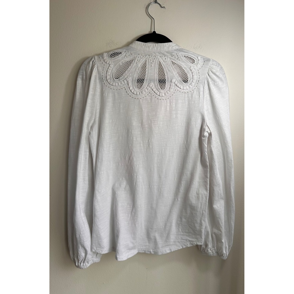 Boden White Cotton Eyelet Collar Blouse - Picture 3 of 4